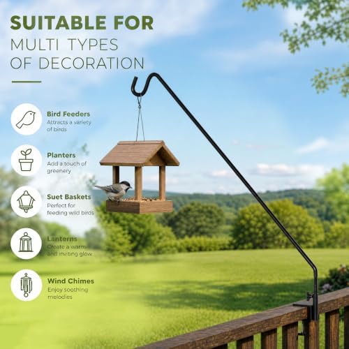 MIXXIDEA Heavy Duty Extensible Deck Hook - Adjustable for Hanging Bird Feeders, Plants, Wind Chimes, Lanterns