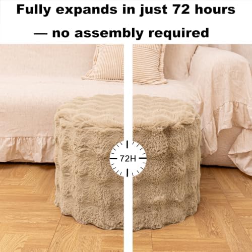Asuprui Supportive Pouf Ottoman Foot Rest Elevate Your Living Room Decor with Lightweight Pouf Filler Modern Foam Stuffed Poof Perfect to Rest Your Feet (Taupe, 20x20x14 Inches, Round)