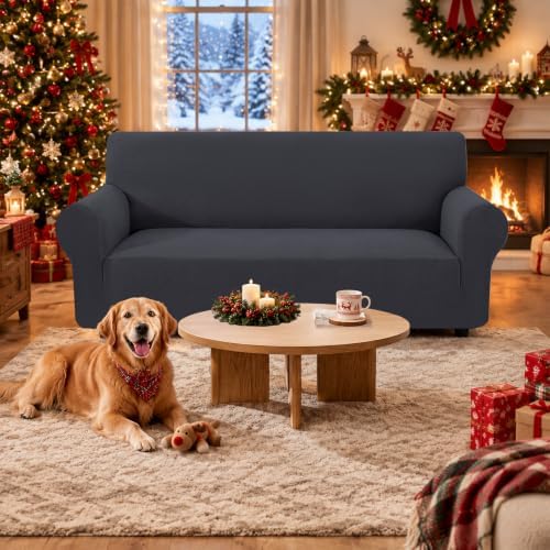 XINEAGE Stretch 3 Seater Slipcover, Non-Slip Pet Couch Cover,Dark Gray