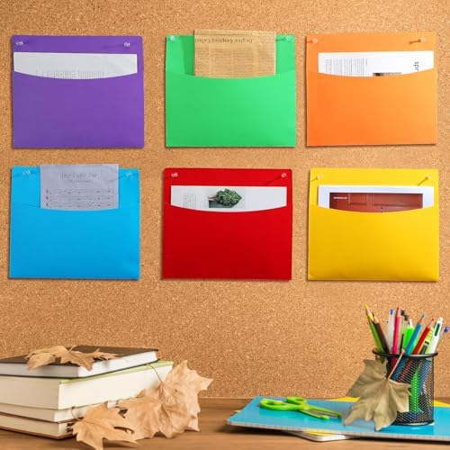 Newtay 24 Pcs Oversized Wall Pockets File Organizer, Bright Color