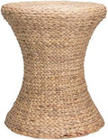 Household Essentials Handwoven Water Hyacinth Wicker Stool with Hourglass Shape, Natural