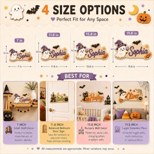 Personalized Halloween Name Sign for Nursery, Custom Wooden Kids Room Sign
