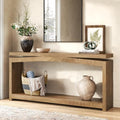 Epecoya 70 Inch Long Console Table for Entryway, Natural Oak Brown