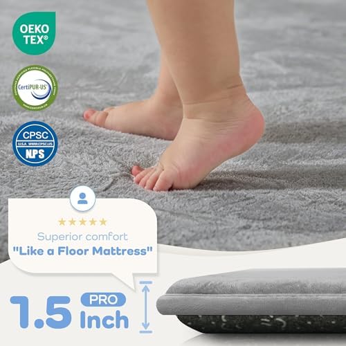 1.5" Thick Baby Play Mat for Floor, 79x79 Soft Foam Mats, Dark Grey