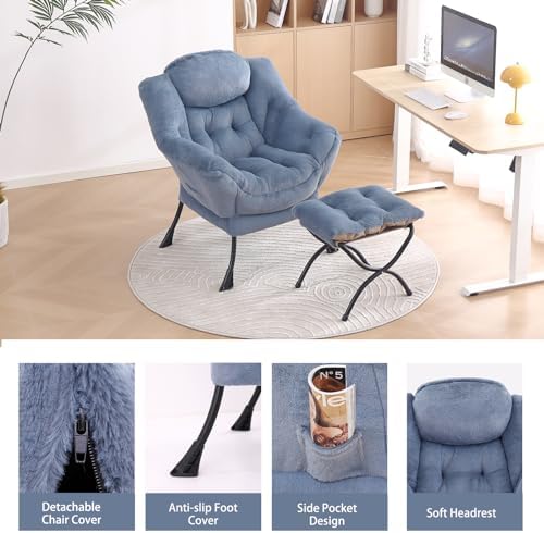 LITA Lazy Chair with Ottoman, Comfy Accent Reading Chair