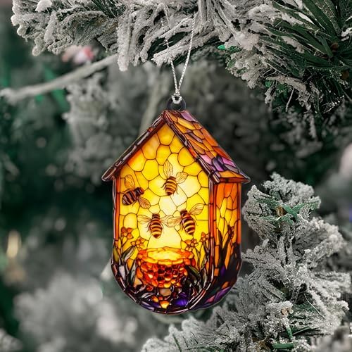 Honeycomb Ornaments, Bee Ornament for Christmas Tree, Unique Honeybee Gifts 2026, Cute Beehive Decoration for Home and Holiday, Christmas Ornaments for Bee Lovers, Nature Inspired Hanging Ornament