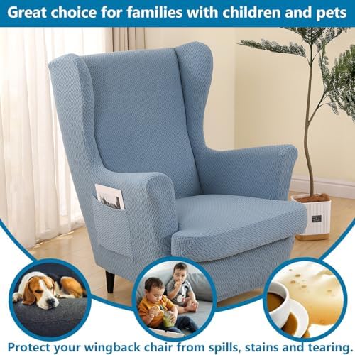 HZDHCLH Wingback Chair Slipcovers 2 Piece Stretch Armchair Covers Washable