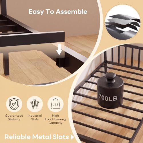 LIKIMIO Daybed with Trundle, House Twin Bed Frame for Bedroom, Black