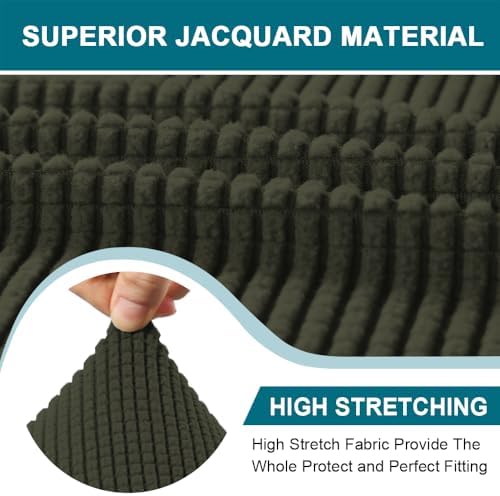 Turquoize T Cushion Chair Slipcover Armchair Slipcover for Living Room Stretch Sofa Couch Cover Soft Armchair Cover Washable Furniture Covers with Individual T Cushion Seat Covers (Chair, Olive)