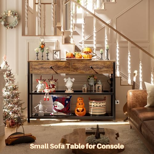 Ecoprsio 32" Small Entryway Table with Outlets, Console Table with Drawers