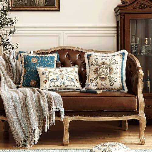 patdrea Designer Vintage Floral Throw Pillow Cover,18"x18",Set of 2