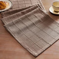 ZeeMart Linen Checked Farmhouse Table Runner, 13x108 Inches Cocoa Brown