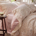 Pink Floral Muslin Duvet Cover Set 3 Pcs,68"×86" Twin Bedding