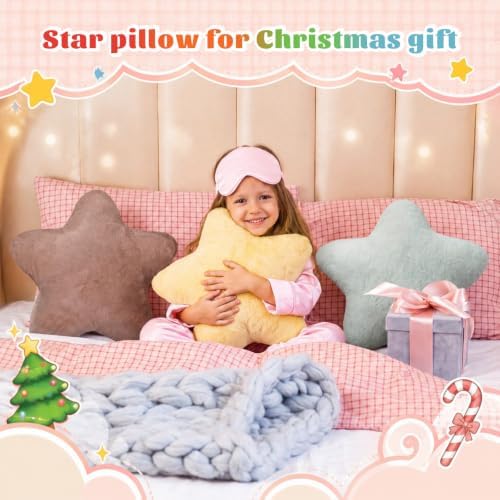 Soaoo 5 Pcs Star Fluffy Pillow Star Shape Pillow, Muted Pastel Collection