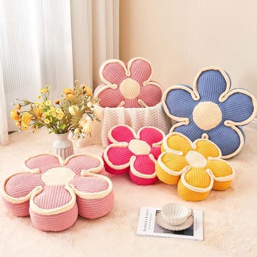 Kcvvcr Flower Pillow, Soft Flower Shaped Floor Cushion, Decorative Throw Pillow, Cute Seating Cushion, Plush Pillow for Sofa Couch Bed (17.7 Inch, Pink)