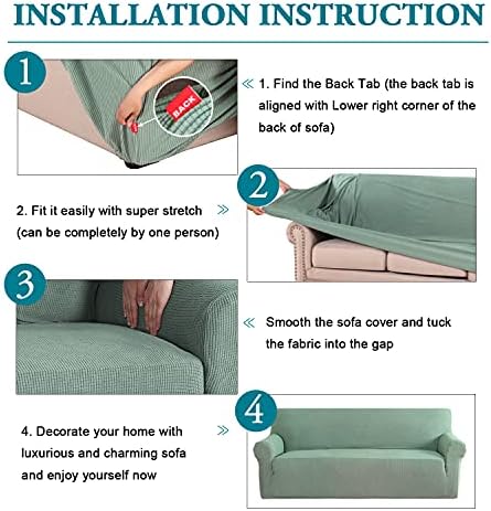Flamingo P 1 Piece Skid Resistance Sofa Cover Jacquard Spandex Furniture Protector Couch Covers, Fitted Sofa Protector Stretch Knitted Jacquard Sofa Slipcovers, Dark Cyan, Chair
