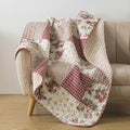 SLPR - Cotton Quilted Throw Blanket, 50" x 60" Patchwork, Country Roses