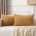 Kevin Textile Soft Corduroy 12"x20" Lumbar Pillow Covers 2 Pack, Gold