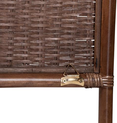 Bali & pari Raphaela Natural Rattan Standalone Headboard - Handwoven Wicker Panel Headboard with Stepped Detailing, Queen