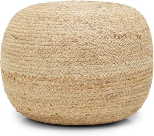 · REDEARTH · Jute Circular Pouf Ottoman Foot Stool - Jute Natural, Set of 2