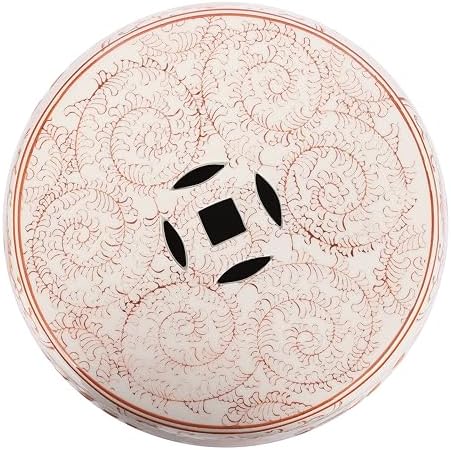 JONATHAN Y Double Happiness Ceramic Garden Stool 18" Table, Orange/White