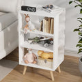 Aenuert Night Stand, White Nightstand, Modern End Table with Open Storage, 3-Tier Wooden Bedside Table for Small Space, Living Room, Bedroom