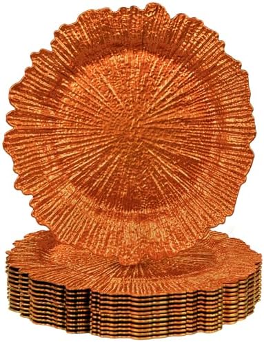 MAONAME Orange Charger Plates Set of 12, Reef Chargers for Dinner Plates