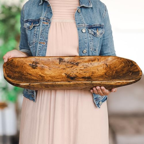 Simply Said, INC Lifestyle Collection Rustic Wooden Dough Bowl, Hand Carved Decorative Wood Bowl, Farmhouse Centerpiece Decor for or Table, Mantel, Coffee Table and Shelf Display, Made in USA