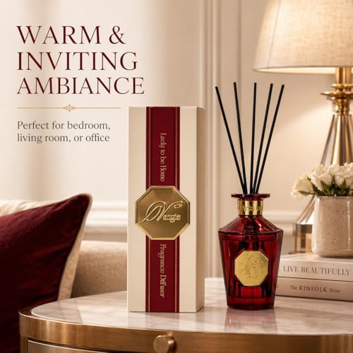 VANGIE Luxury Reed Diffuser for Home | Red Passion | Warm, Woody & Fruity Scent | Elegant Red Glass Bottle with Rattan Reeds | Long-Lasting Home Fragrance | 100 mL