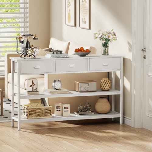 Furologee 47" Console Table Set 2 with 3 Drawers,Entryway Table with Shelf