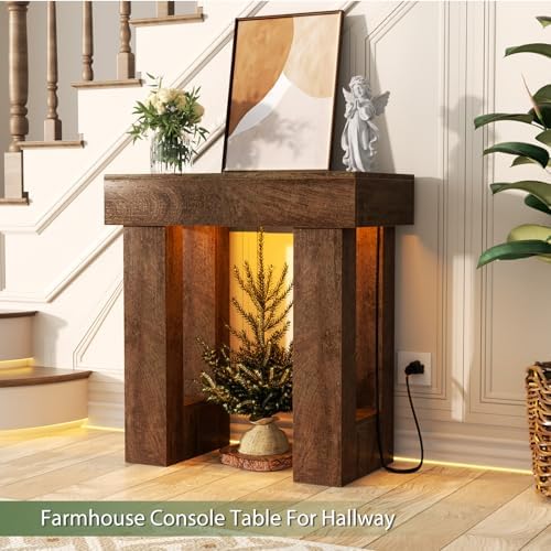 Unikito 32" Entry Table with Sensor Light & AC Outlets with USB-C Ports