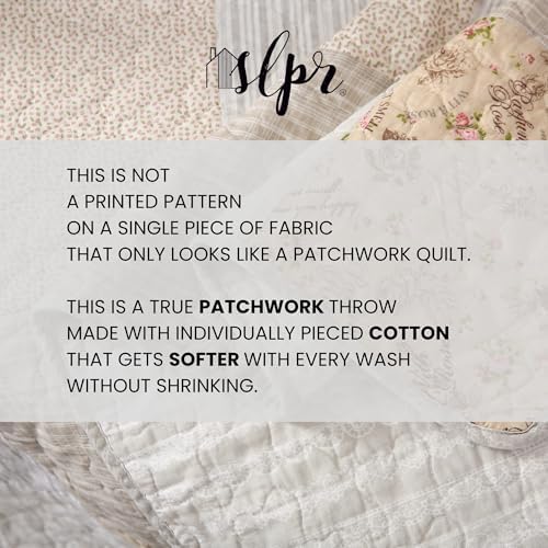 SLPR - Cotton Quilted Throw Blanket, 50" x 60" Patchwork, Country Lane