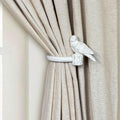 Curtain Drapery Holdbacks with Resin Bird, Wall Mount Drapery Hooks Holders, Set of 2, White, Suitable for Drywall