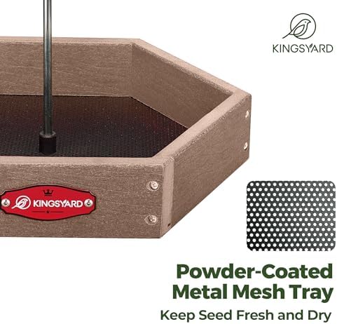 Kingsyard Hanging Platform Bird Feeder for Outdoors, Deep Tray, Brown