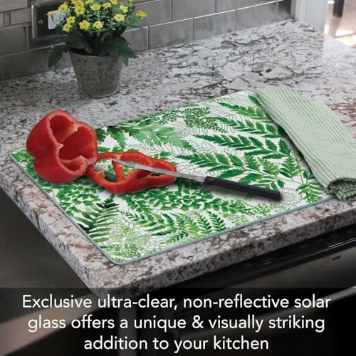 CounterArt Fernery 3mm Tempered Glass Cutting Board 12" x 15"