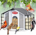 Kingsyard 4-in-1 4 Lbs Large Metal Bird Feeder for Outdoor Hanging