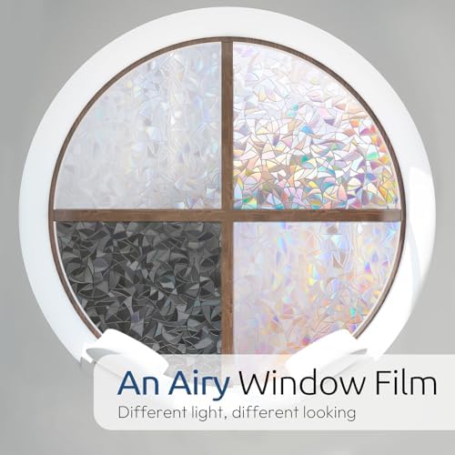rabbitgoo Rainbow Window Privacy Film, Stained Glass Cling, 29.5" x 157.4"