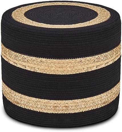 18'' Ottoman Pouf Natural Braided Poof Rustic Handweave Lounge Pouffe