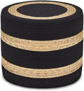 18'' Ottoman Pouf Natural Braided Poof Rustic Handweave Lounge Pouffe