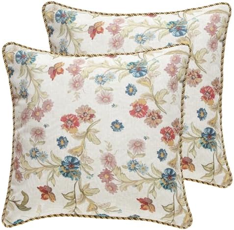 patdrea Designer French Vintage Pillow Cover,18"x18",Set of 2