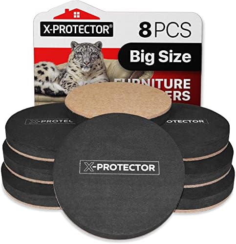 Felt Furniture Sliders Hardwood Floors X-PROTECTOR – 8 PCS 4 3/4 inch