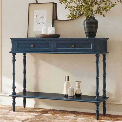ARTPOWER Console Table for Entryway with 2 Drawers, 10 mins Assembly, Blue
