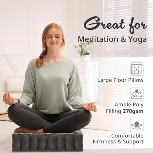 Intelligent Design Floor Pillow, Cushion for Meditation, 20x20 Charcoal