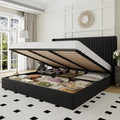 Allewie King Size Lift Up Storage Bed Frame Channel Tufted Headboard Black