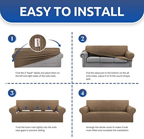 KEKUOU Stretch Oversized Couch Covers for Sofa Slipcover,Camel