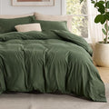 Bedsure King Duvet Cover with Fitted Sheet, Double Brushed Bedding, Green