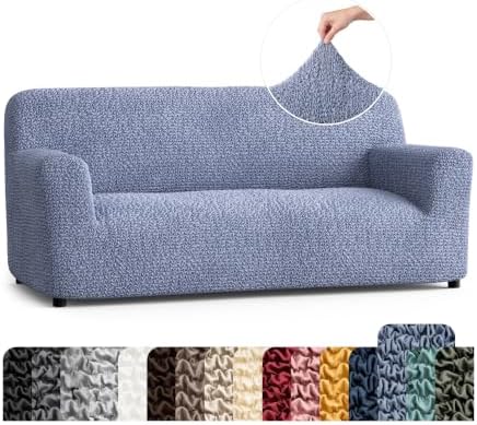 PAULATO Premium Stretch Couch Covers for Sofa - Sofa Chair Cover Washable, Dogs & Pets Friendly - Elastic Polyester Loveseat Slipcovers - Non-Slip Love Seat Couch Covers - Blue (64"-85" Wide)
