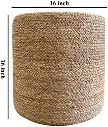 Pouf Ottoman 100% Jute Braided Pouffe (16"x16"x16")