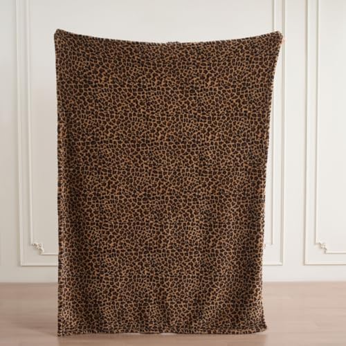 Leopard Cheetah Print Blanket – Super Soft Plush Fleece Throw for Bed, Sofa & Travel – All Season Cozy Cheetah Pattern Home Decor Throw Blanket, 50″ x 60″ (Dark Brown)