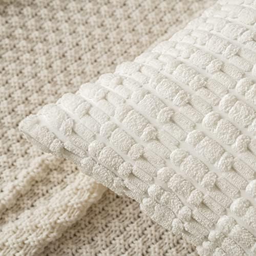 MIULEE Corduroy Decorative Throw Pillow Covers 16x16 Pure White Pack of 2